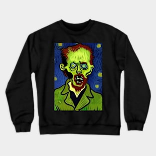 PURPLE BACKGROUND ZOMBIE IN VAN GOGH STYLE Crewneck Sweatshirt